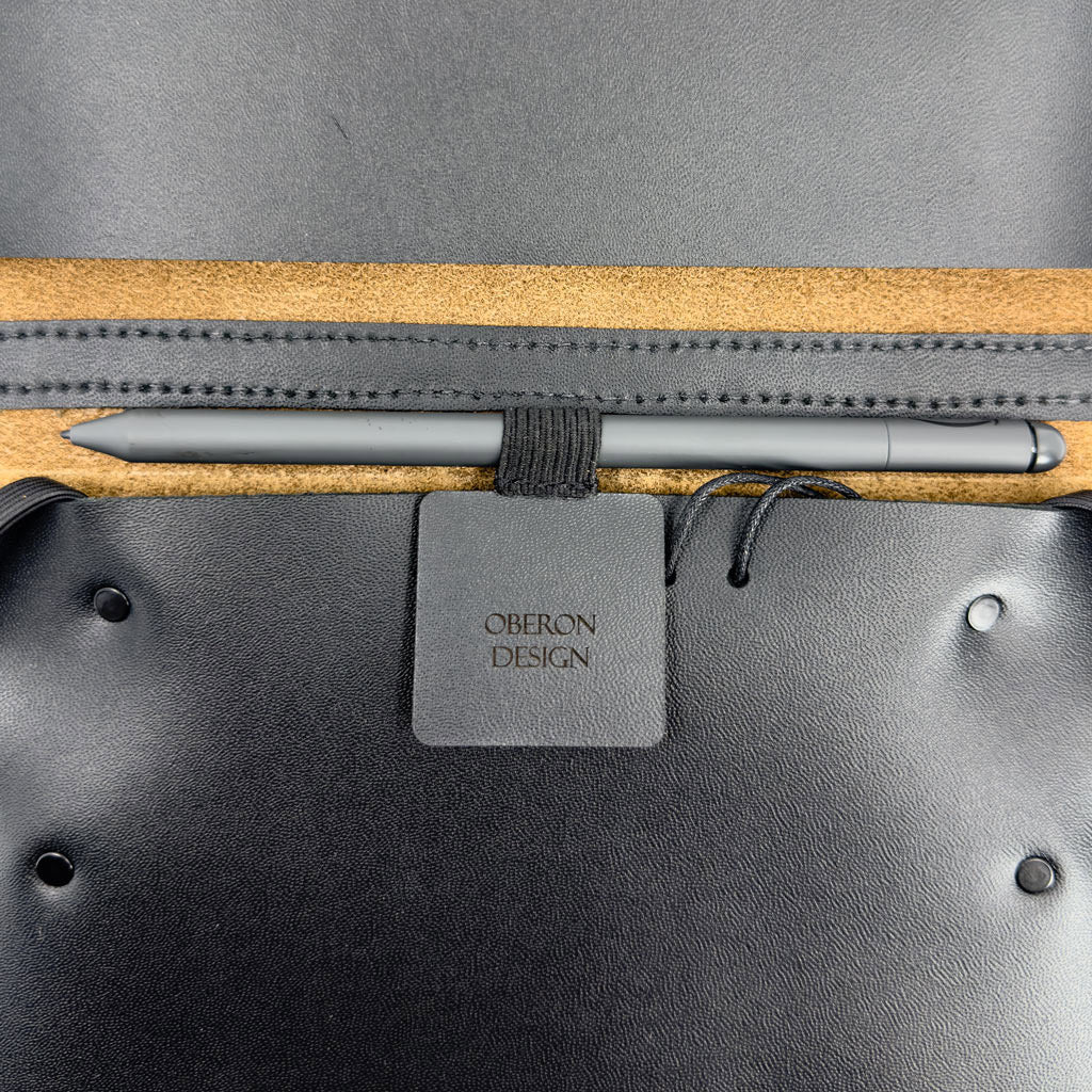 Oberon Design Leather Kindle Scribe Cover, Self-Adhesive Pen Holder, Top Position