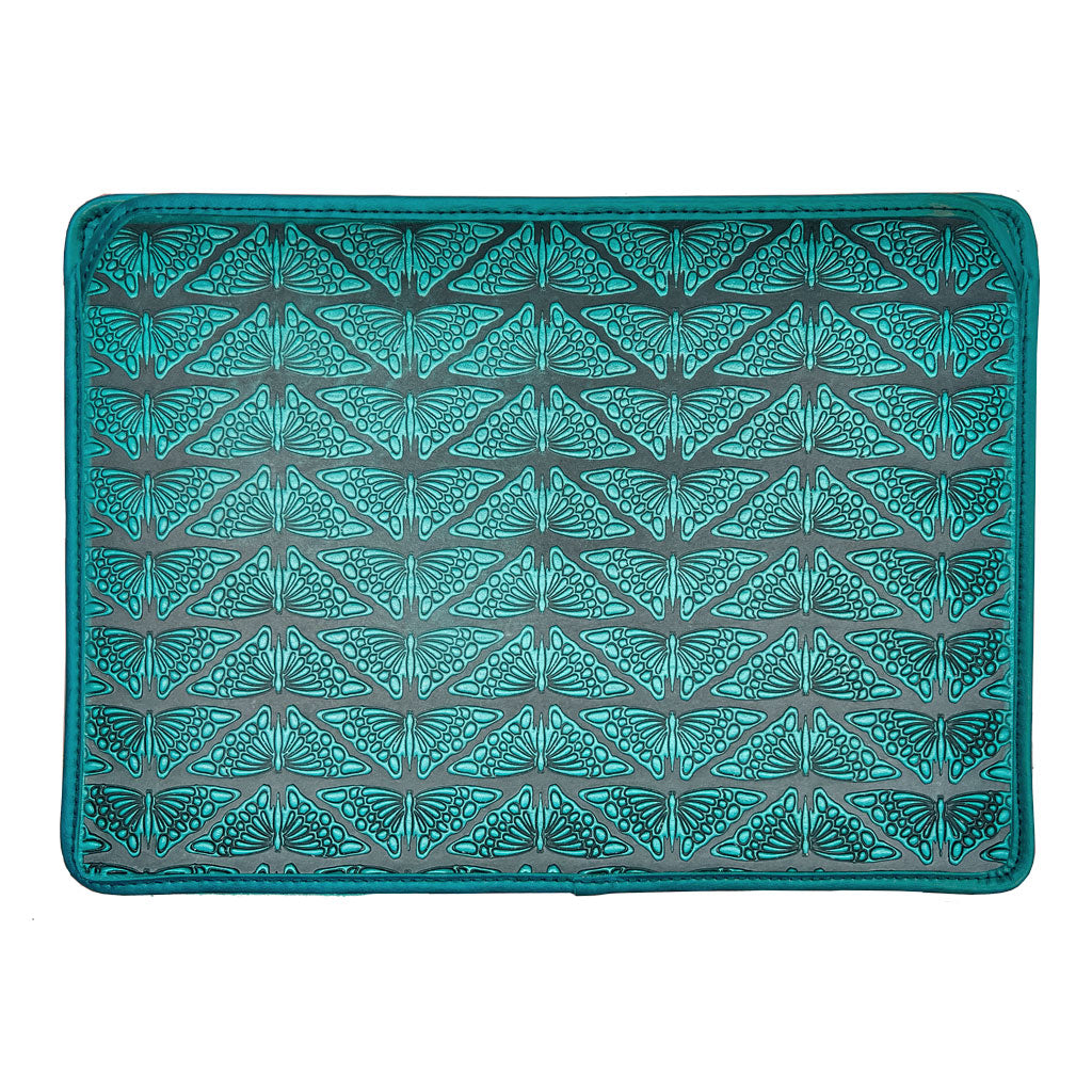 Genuine Leather Laptop Sleeve, MacBook Case, Tablet Cover, Mariposas, Teal