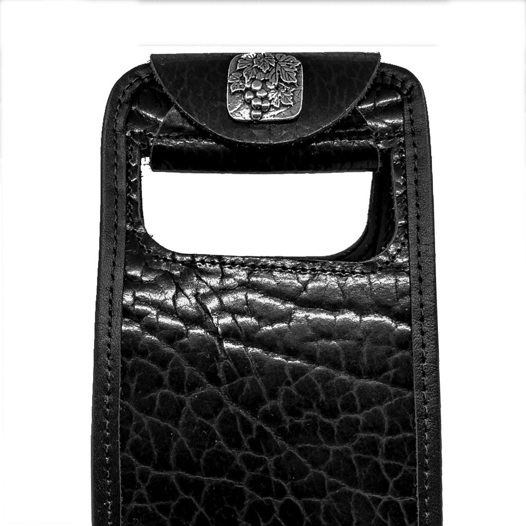 glazed bison in black single bottle square grape button detail
