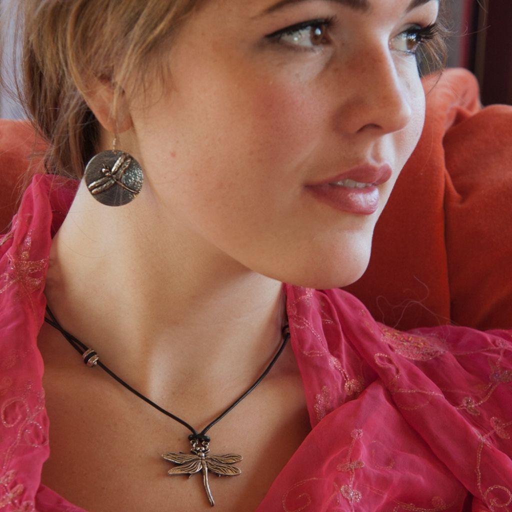 Oberon Design Britannia Metal Jewelry, Dragonfly Set - Model