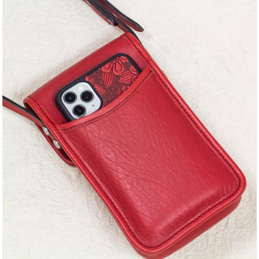 Oberon Design Leather Women's Handbag, Molly, Ginkgo in Red, Back