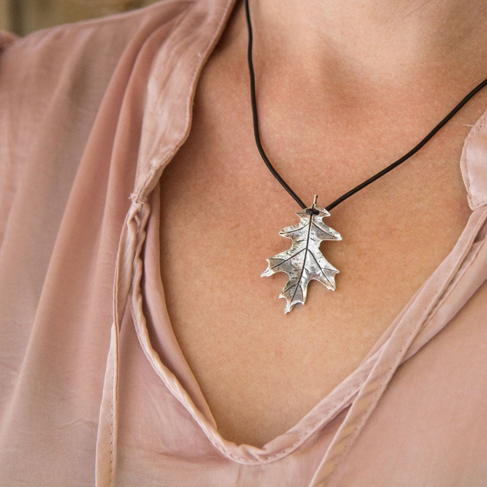 Oberon Design Britannia Metal Jewelry, Necklace, Oak Leaf