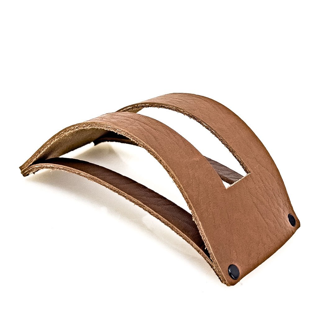 Premium Leather Coaster Holder, Handmade in The USA, Saddle