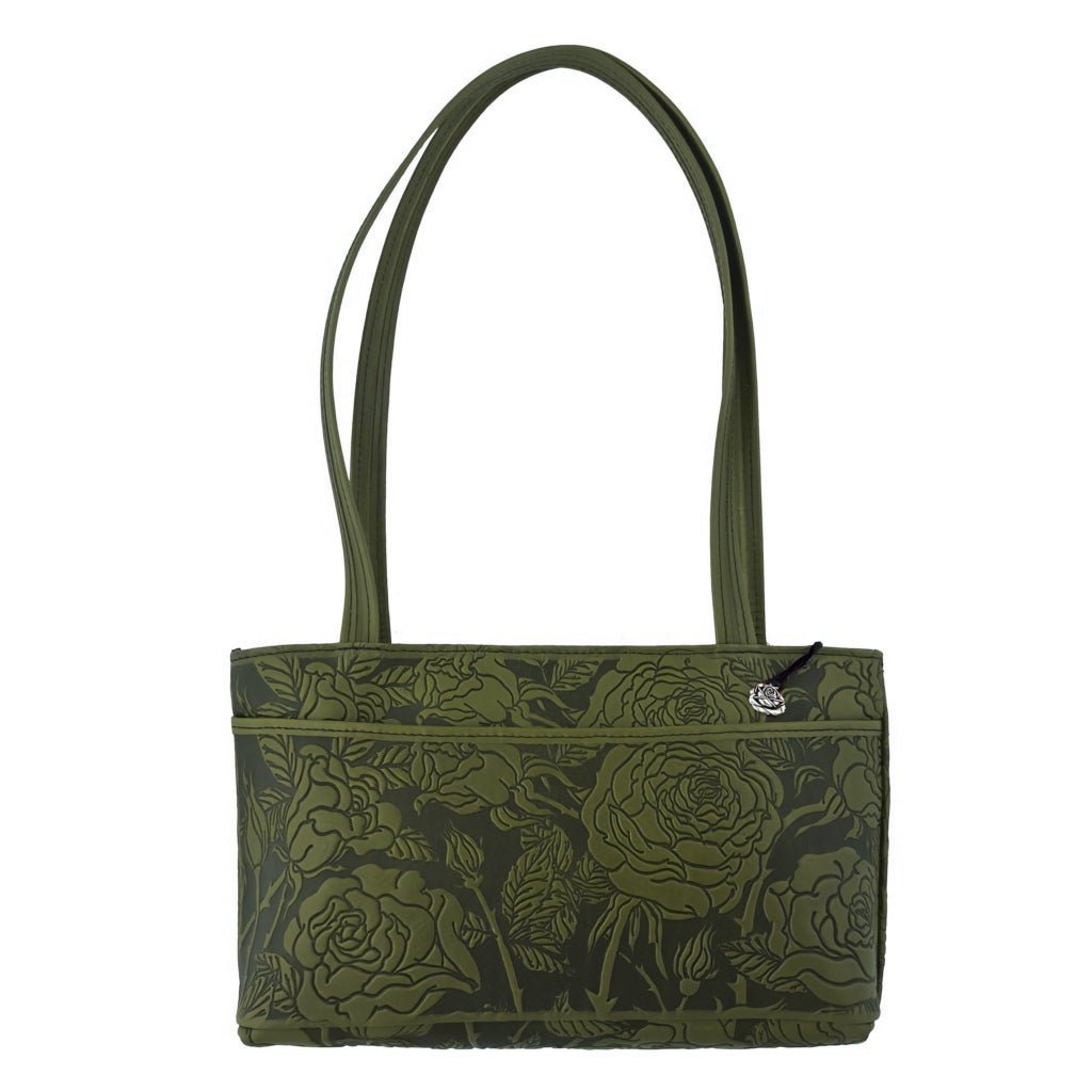 Oberon Design Leather Women's Handbag, Wild Rose Streamline, Red