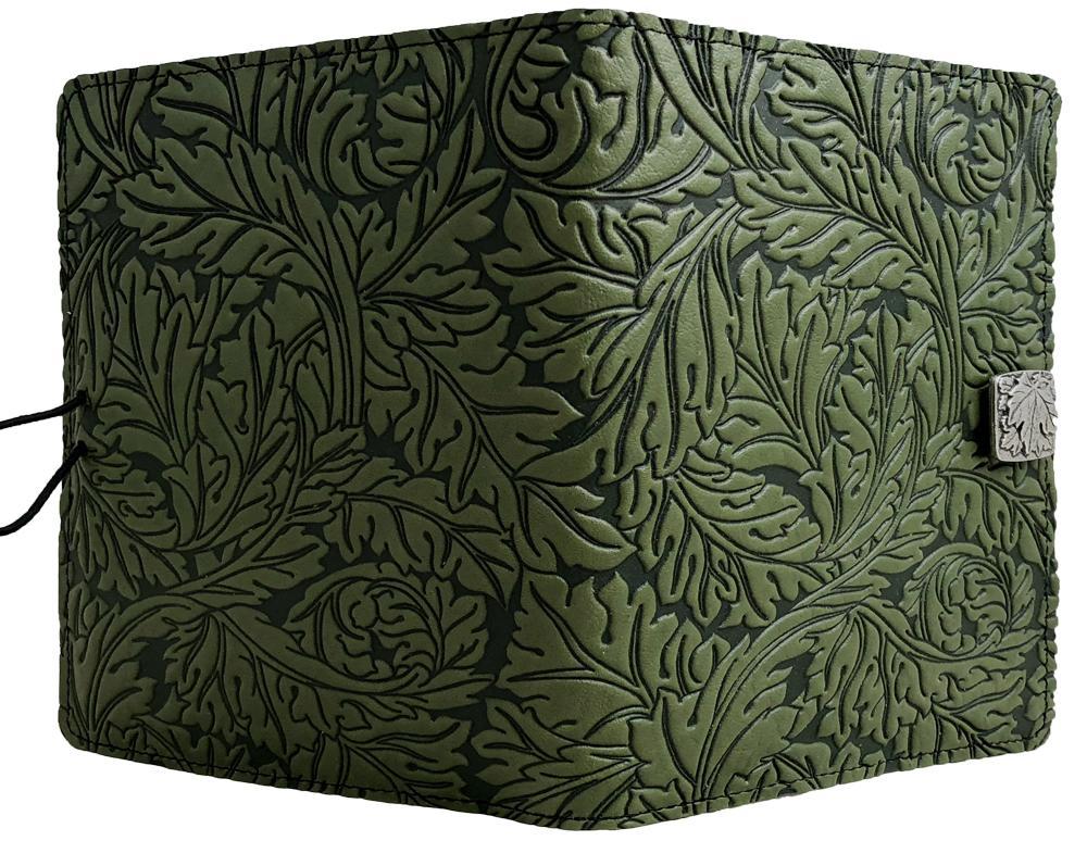 Oberon Design Leather Cover for Kindle Oasis, Acanthus Leaf in Fern, Open