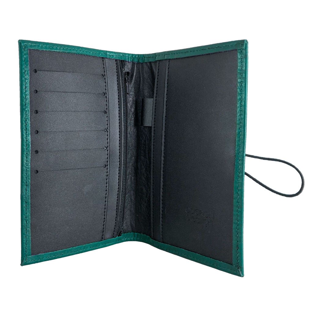 Oberon Design Premium Leather Women's Wallet, Teal  Interior