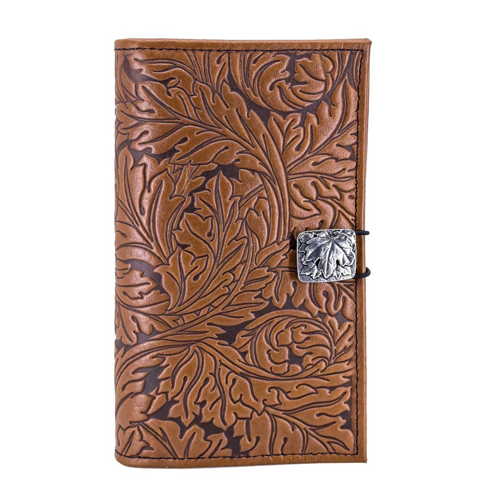 Oberon Design Premium Leather Women's Wallet, Acanthus Leaf, Navy