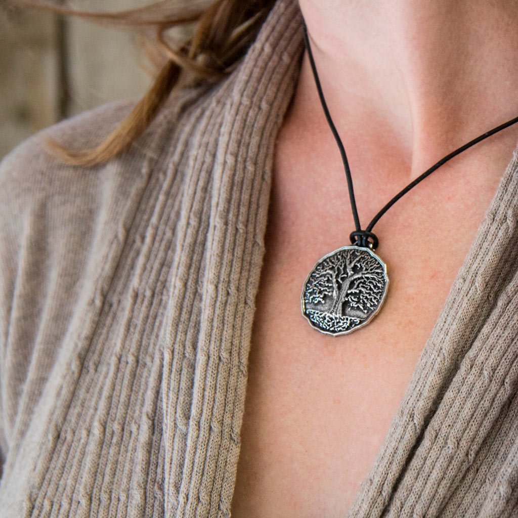 Oberon Design Jewelry Set, Tree of Life Necklace and Hair Clip